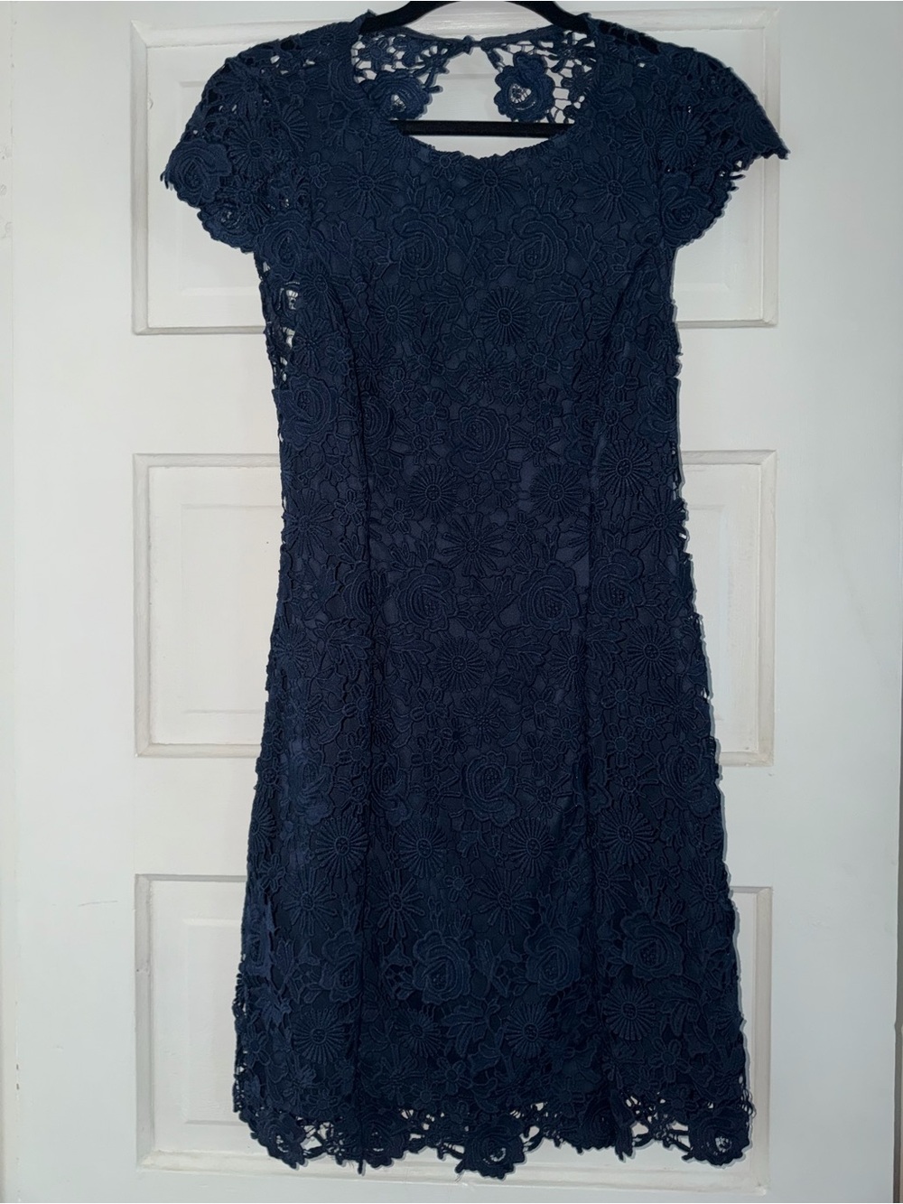 Lulu's Navy Floral Lace Midi Dress